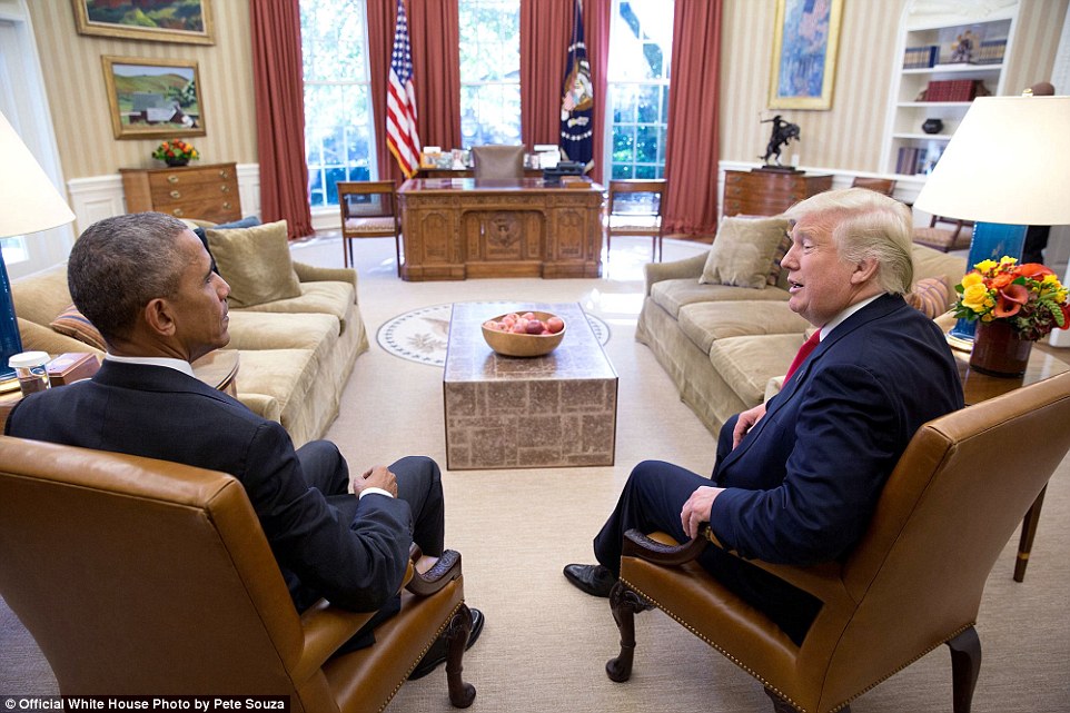 Cuộc gặp đầu tiên giữa ông Obama và Tổng thống đắc cử Donald Trump 2 ngày sau cuộc bầu cử Tổng thống Mỹ 2016.