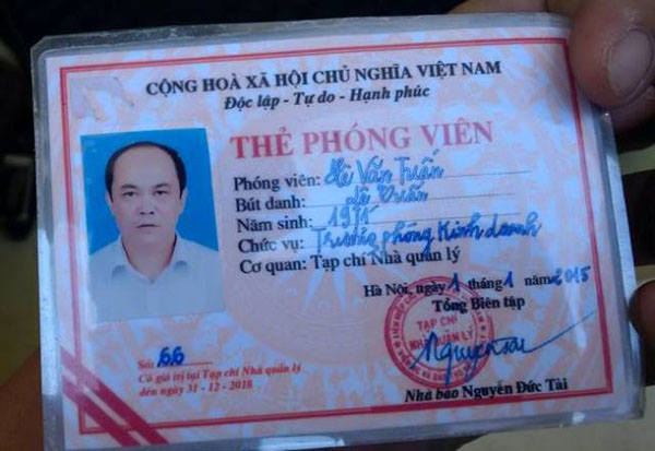Thẻ phóng viên của ông Lê Văn Tuấn
