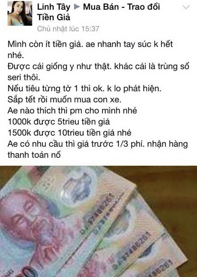 Ngang nhiên rao bán tiền giả trên mạng