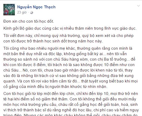 Tác giả thư "Xin cho con tôi học dốt": Đừng áp đặt lên con trẻ!