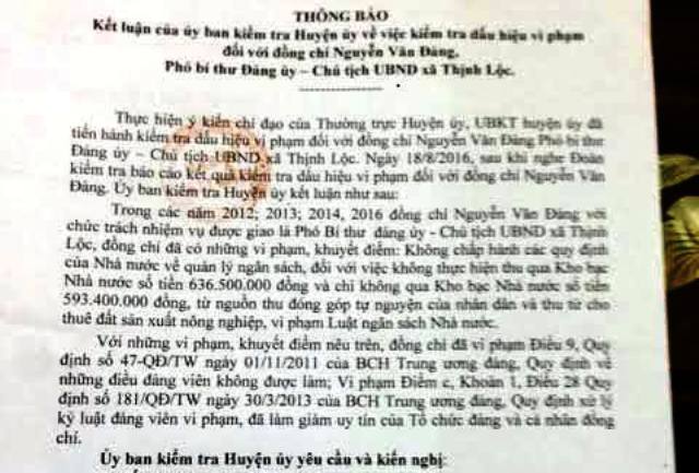 Xã chi ngoài sổ sách hơn nửa tỉ đồng tiền đóng góp của dân