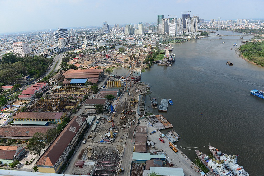 Nhộn nhịp công trường nhà ga metro ngầm Ba Son
