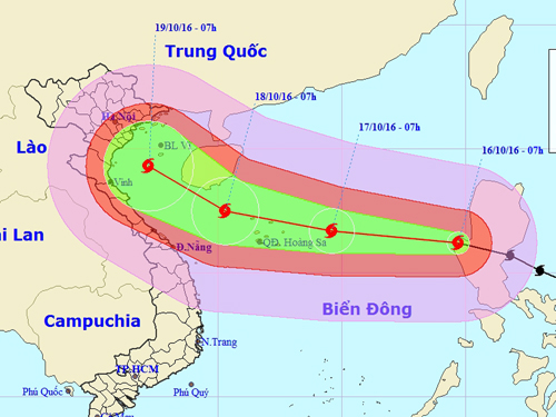 Bão Sarika giật cấp 17 vào Biển Đông, hướng vào nước ta