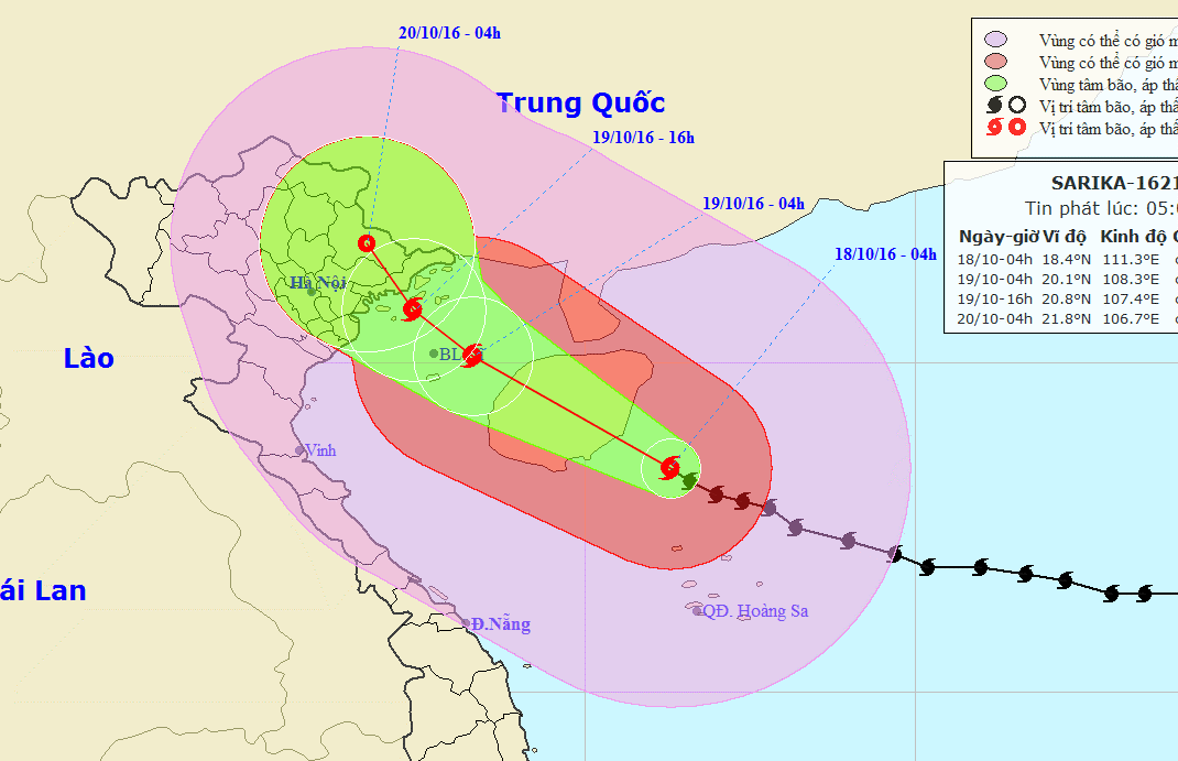 Vị trí và dự báo đường đi của bão số 7-Nguồn: Trung tâm Dự báo khí tượng Thủy văn trung ương