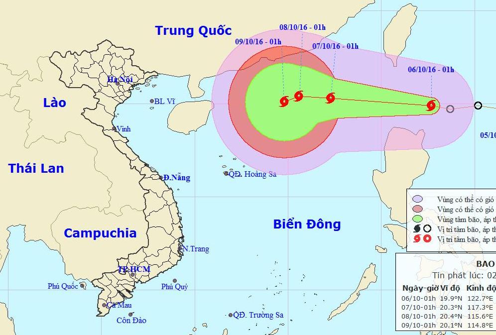Bão giật cấp 10 đang hướng vào Biển Đông