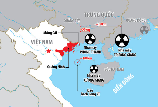 Việt Nam phản ứng về 3 nhà máy điện hạt nhân Trung Quốc sát biên giới