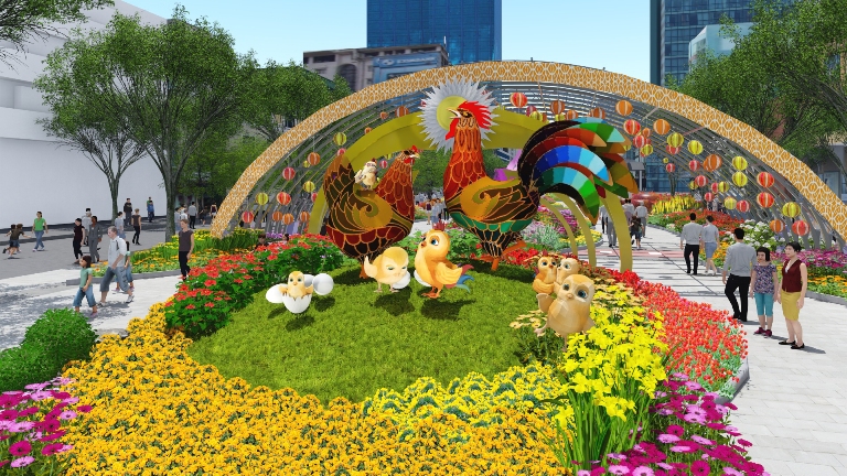 Chụp hình không gian ảo trên Đường hoa Nguyễn Huệ