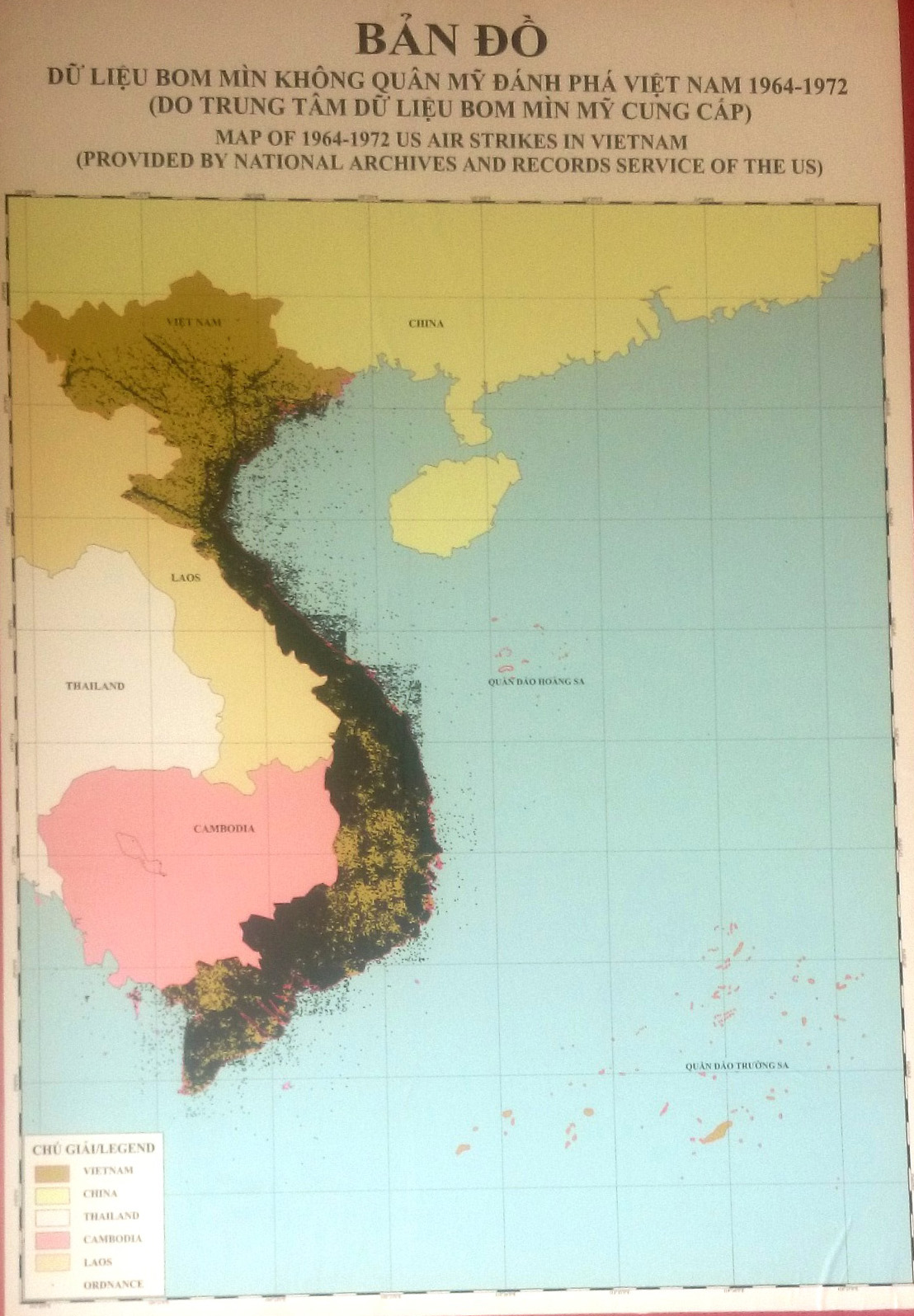 Bản đồ dữ liệu bom mìn Mỹ đánh phá Việt Nam những năm 1964-1972
