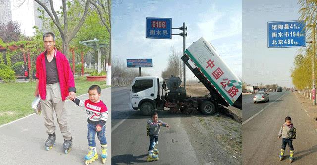 Cha dắt con trai 4 tuổi trượt patin 540 km