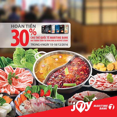 Hoàn tiền 30% cho chủ thẻ quốc tế Maritime Bank