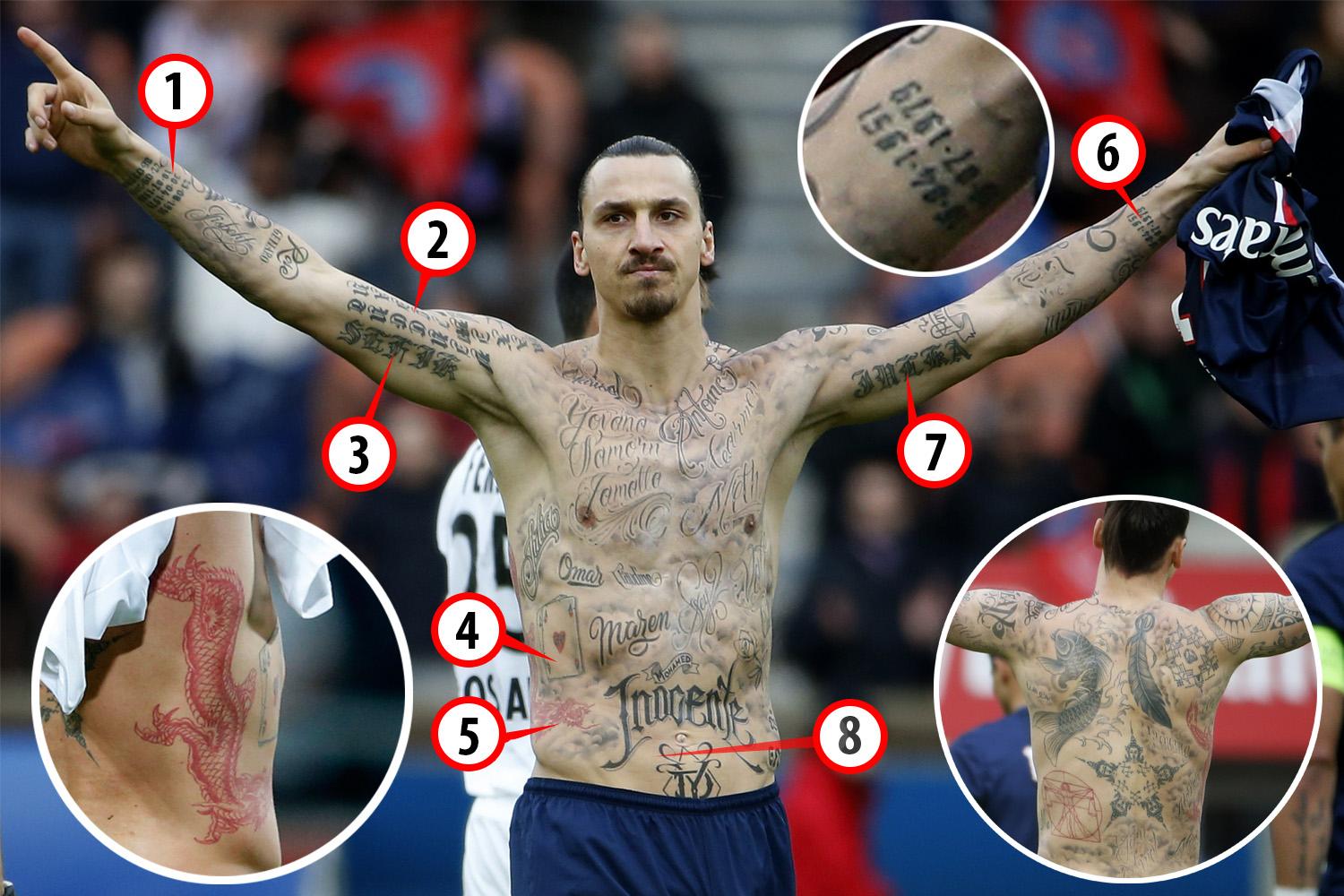 Giải mã 64 hình xăm bí ẩn trên người Ibrahimovic