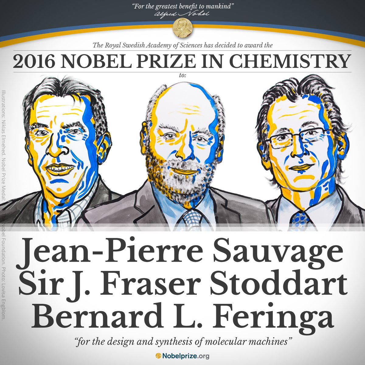 3 nhà khoa học được trao giải Nobel Hóa học 2016. Ảnh: Reuters, nobelprize.org