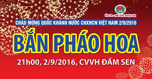 Bắn pháo hoa tại Đầm Sen