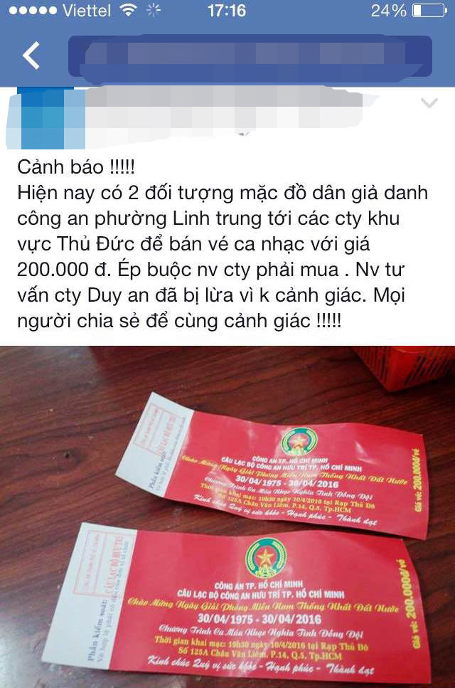 Giả cán bộ phường bán vé ca nhạc