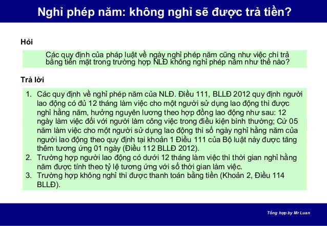 Trả tiền những ngày phép chưa nghỉ