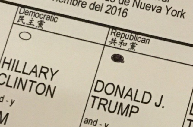 Phiếu bầu của Eric Trump cho cha. Ảnh: Twitter