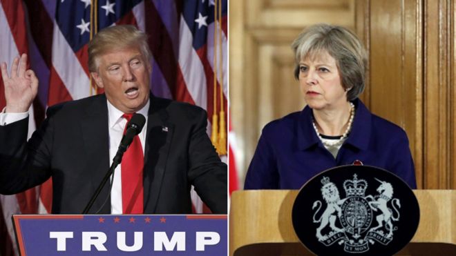 Tân Tổng thống Mỹ Donald Trump và Thủ tướng Anh Theresa May. Ảnh: Reuters