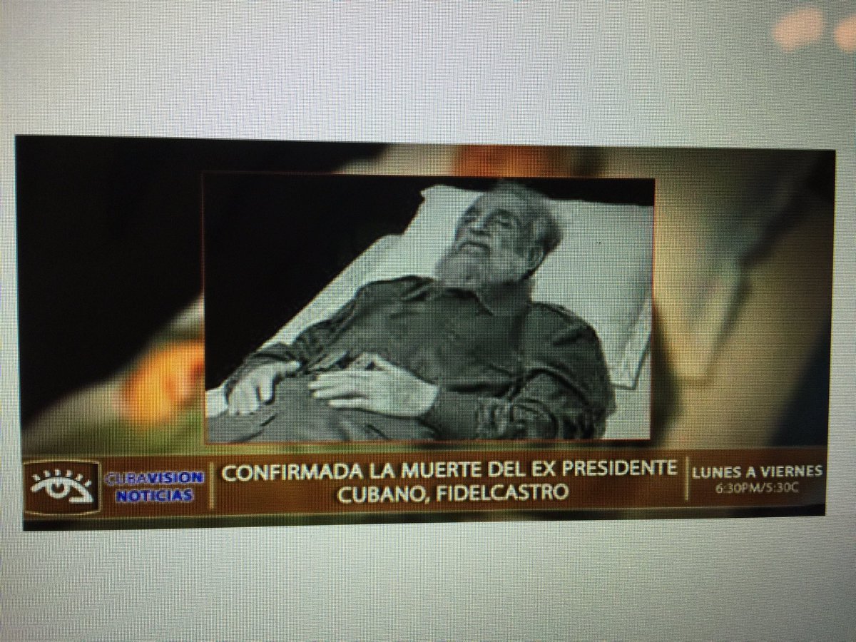 Truyền hình Cuba đưa tin Lãnh tụ Fidel Castro qua đời. Ảnh: Twitter