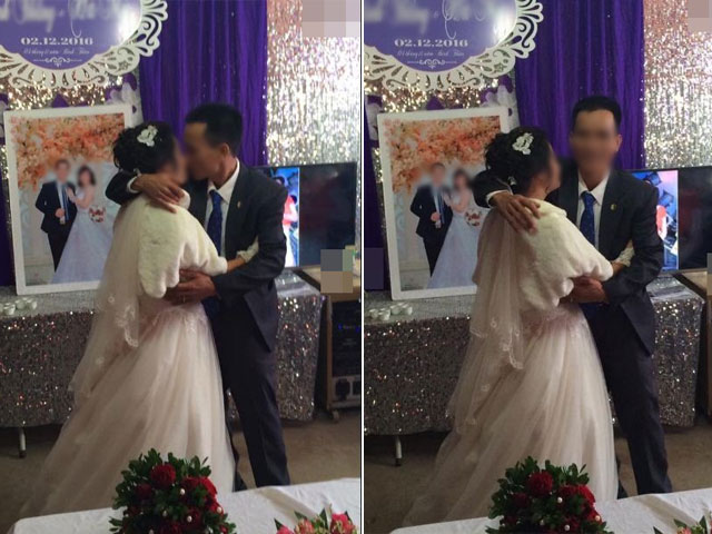 Nụ hôn trước khi về chung một nhà của cặp đôi chồng hơn bố vợ 3 tuổi.
