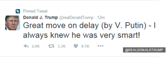 Dòng Tweet ca ngợi Tổng thống Putin của ông Trump. Ảnh: BBC