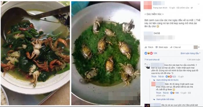 Sốc với bát canh cua nguyên con