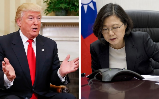Tổng thống đắc cử Mỹ Donald Trump và lãnh đạo đảo Đài Loan Thái Anh Văn. Ảnh: TELEGRAPH