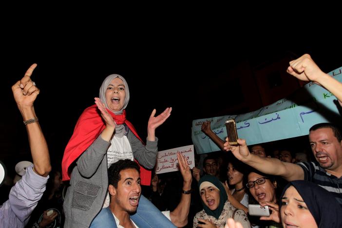 Biểu tình ở Rabat ngày 30-10 Ảnh: REUTERS