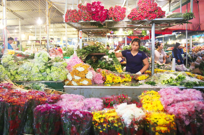 
Một b&oacute; hoa lys tại chợ c&oacute; gi&aacute; từ 70.000 đến 200.000 đồng, hoa layơn cũng chỉ từ 40.000 đồng/chục b&ocirc;ng.

 


Người mua hoa thường xuy&ecirc;n l&agrave; những chủ cửa h&agrave;ng hoa lớn nhỏ khắp thủ đ&ocirc;, thỉnh thoảng ng&agrave;y rằm m&ugrave;ng 1 hay ng&agrave;y lễ 8/3, 20/10 lu&ocirc;n c&oacute; lượng kh&aacute;ch đột xuất đến chợ để ngắm, để kinh doanh thời vụ.

 


Ng&agrave;y thường, chợ chỉ họp v&agrave;o ban đ&ecirc;m. Nhưng những ng&agrave;y cuối năm, chợ hoạt động cả đ&ecirc;m lẫn ng&agrave;y bởi lượng người đổ về mua sắm rất đ&ocirc;ng, đặc biệt l&agrave; v&agrave;o ng&agrave;y 29 v&agrave; 30 th&aacute;ng Chạp.

 


Tiểu thương nhỏ lu&ocirc;n c&oacute; mặt tại chợ từ rất sớm, nhanh ch&oacute;ng chọn hoa để mang đi ti&ecirc;u thụ ở c&aacute;c chợ c&oacute;c, chợ tạm hay v&agrave;o c&aacute;c shop hoa lớn.

 


Những g&aacute;nh h&agrave;ng hoa, chiếc xe đạp chọn thời điểm tờ mờ s&aacute;ng để chất đầy những b&oacute; hoa m&agrave;u sắc để tr&ocirc;i len lỏi tr&ecirc;n phố phường Thủ đ&ocirc;.

 




