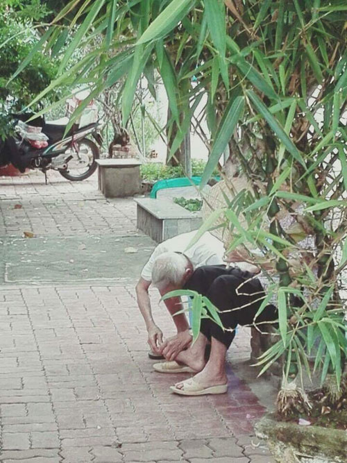 
Cụ &ocirc;ng c&uacute;i xuống cắt m&oacute;ng ch&acirc;n cho vợ khiến nhiều người x&uacute;c động về một t&igrave;nh y&ecirc;u giản dị qu&aacute; đỗi

