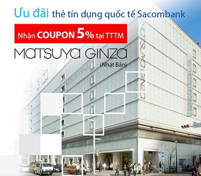 Sacombank ưu đãi chủ thẻ mua sắm tại Nhật