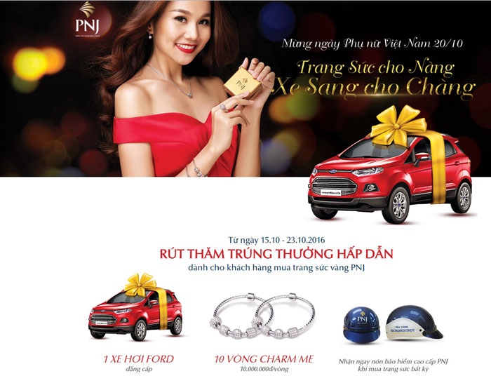 PNJ rút thăm trúng thưởng chương trình 20-10