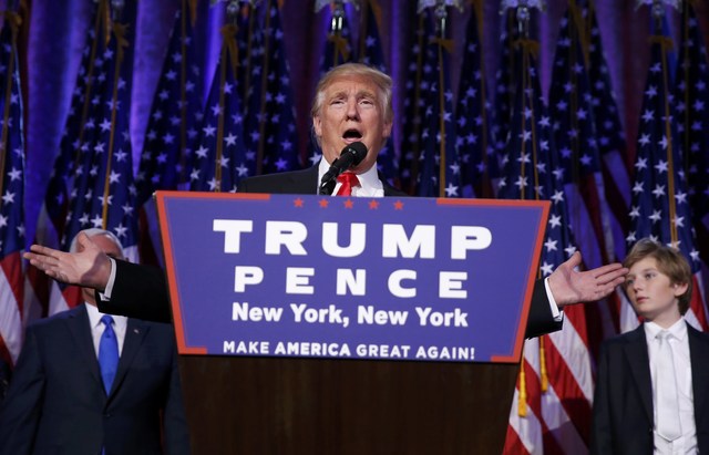 Ông Trump phát biểu thắng cử. Ảnh: Reuters