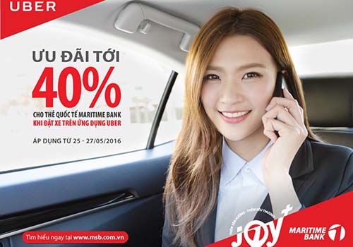 Ưu đãi 40% cho chủ thẻ Maritime Bank khi đi taxi Uber