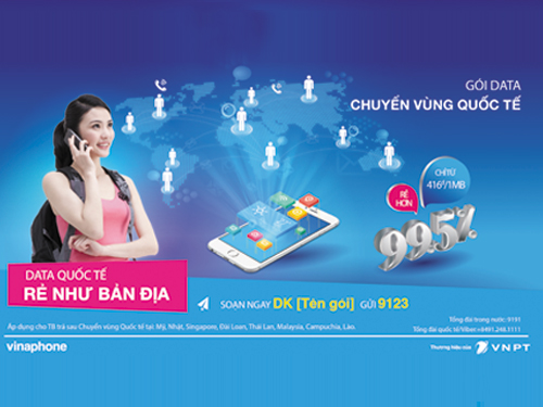 VinaPhone giảm cước Data Roaming tại Mỹ và một số nước châu Á