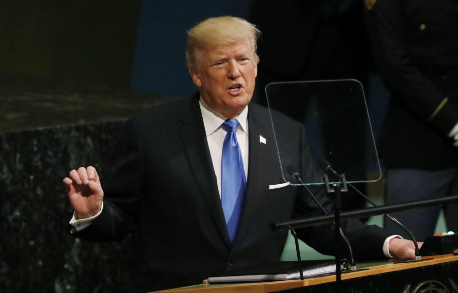 
Tổng thống Donald Trump ph&aacute;t biểu tại Đại hội đồng LHQ h&ocirc;m 19-9. Ảnh: REUTERS

