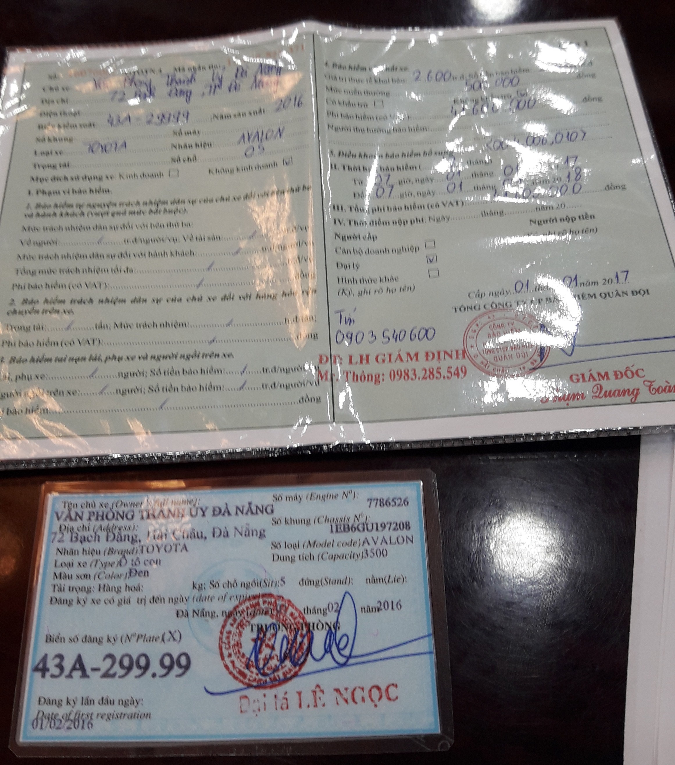 Giấy tờ hợp lệ chứng minh biển số xe xanh 43A-29999 l&agrave; c&oacute; thật