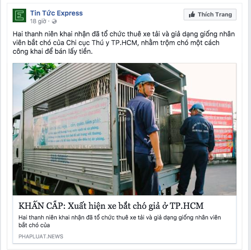 Thực hư chuyện xuất hiện xe bắt chó giả ở TP HCM