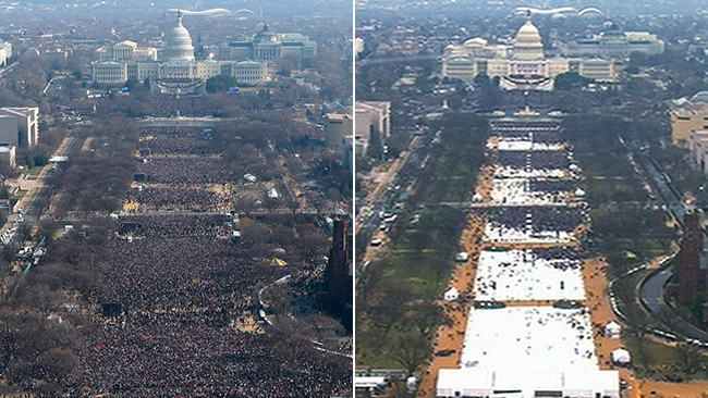 Lễ nhậm chức của ông Trump thưa thớt hơn ông Obama