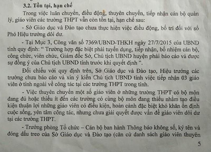 
Sở Nội vụ Thanh H&oacute;a chỉ ra những hạn chế, tồn tại trong việc thực hiện lu&acirc;n chuyển, điều động, thuy&ecirc;n chuyển, tiếp nhận c&aacute;n bộ quản l&yacute;, gi&aacute;o vi&ecirc;n c&aacute;c trường THPT tr&ecirc;n địa b&agrave;n tỉnh
