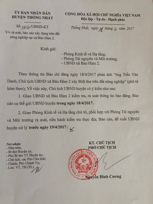 “Quan" xã cũng xây biệt thự trái phép: Kiểm tra, báo cáo trong ngày