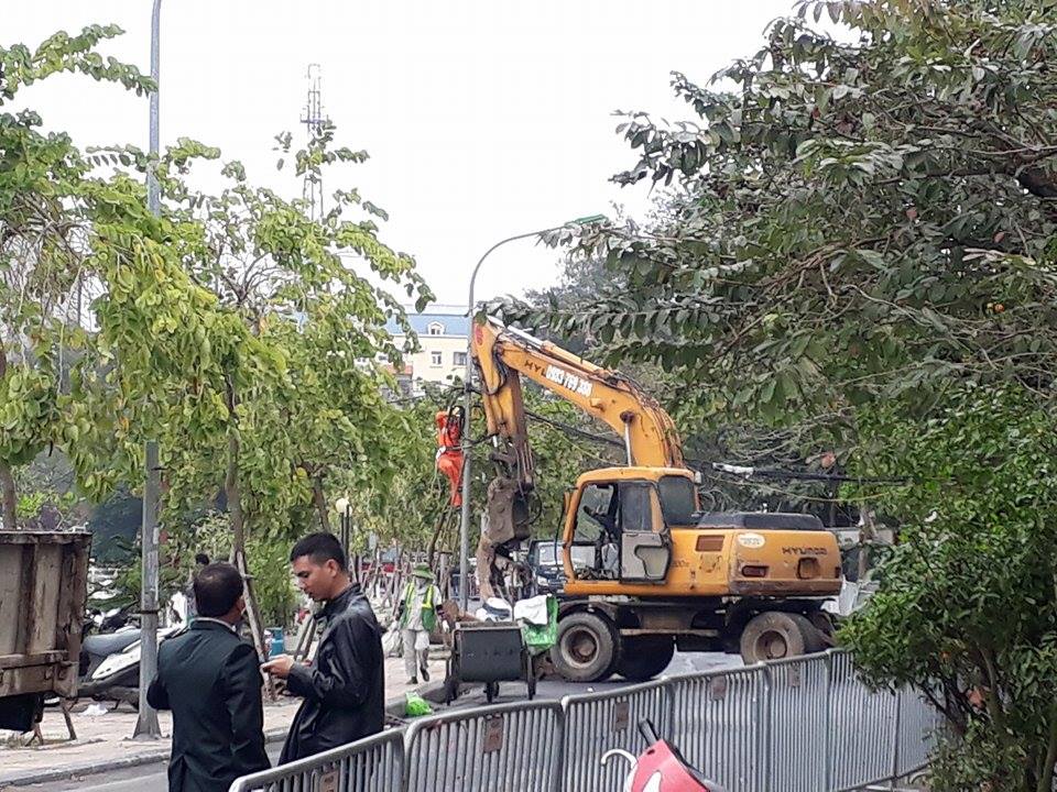 Nhiều máy móc được huy động phục vụ công tác cưỡng chế