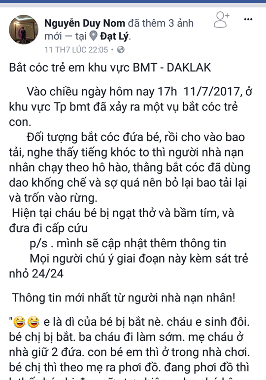 Bịa chuyện bắt cóc trẻ em như thật! - Ảnh 1.