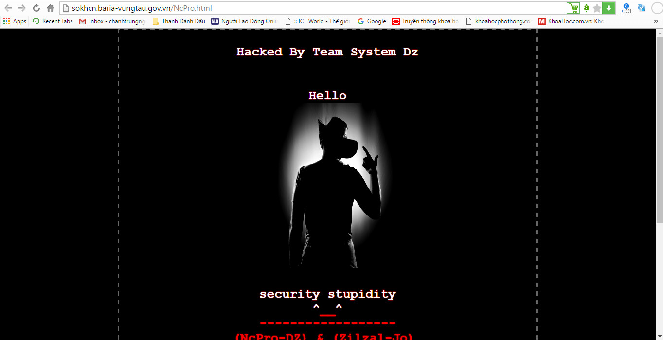 Hacker tấn công hàng loạt website tỉnh Bà Rịa – Vũng Tàu