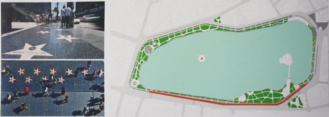 Ý tưởng có Tuyến đường ghi danh: Tháp Hoà Phòng-Đền Ngọc Sơn. Theo đề xuất, đường kéo dài từ tháp Hoà Phong đến đền Bà Kiệu, dọc đường khắc tên những nghệ sĩ, danh nhân, nhà khoa học, nhà nghiên cứu... có đóng góp lớn cho sự phát triển của Hà Nội, tương tự như đại lộ danh vọng của nước Mỹ đã bị loại bỏ.