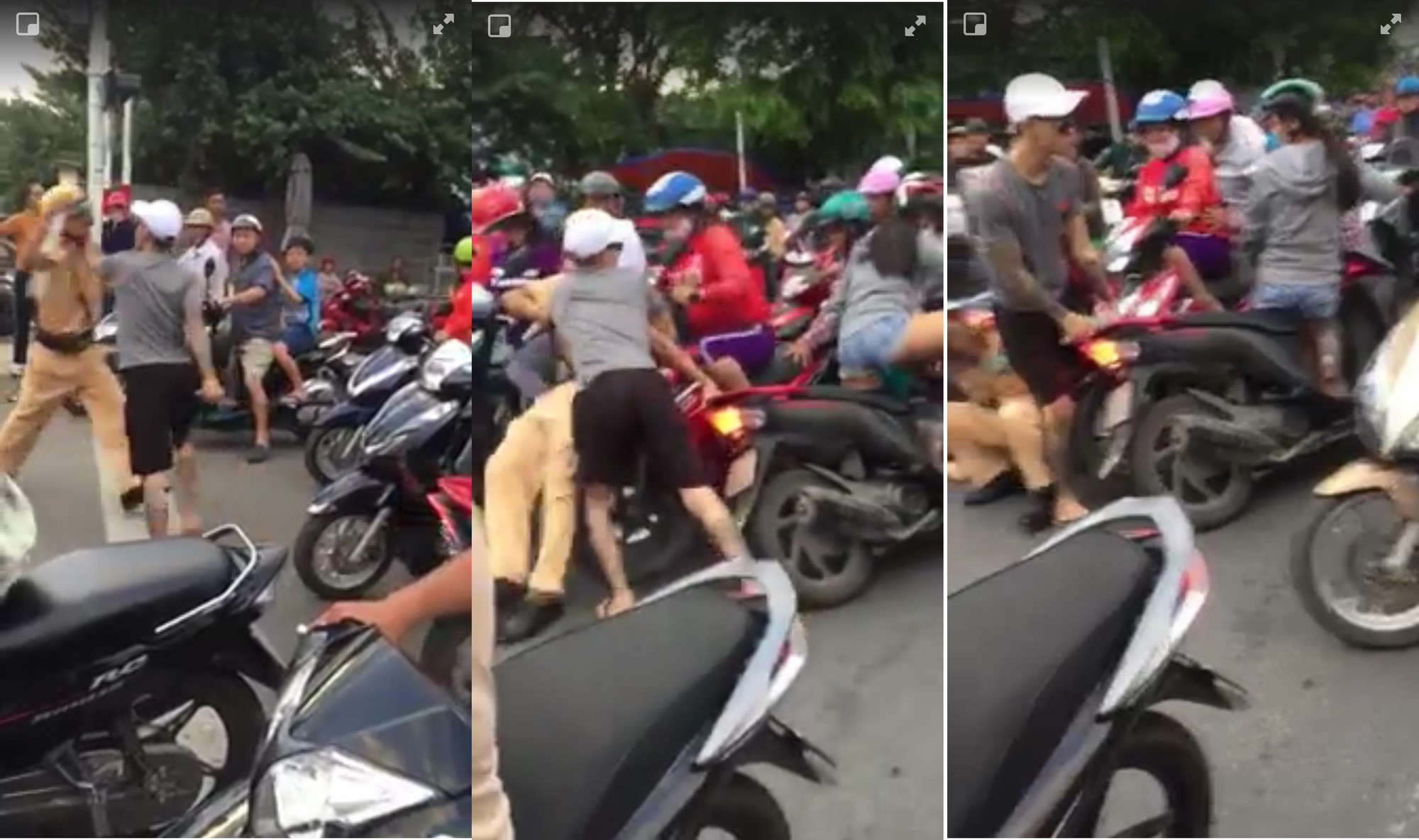 Thanh niên xăm trổ rút dao tấn công CSGT Nha Trang