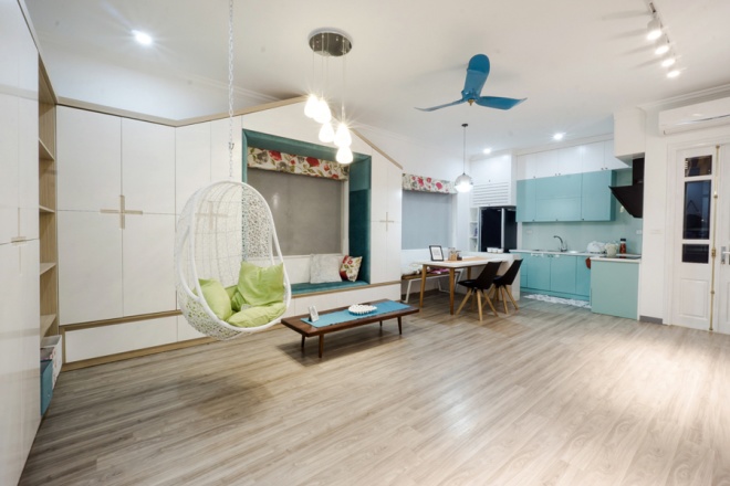 Sửa căn hộ 80m2 lạc hậu thành hiện đại
