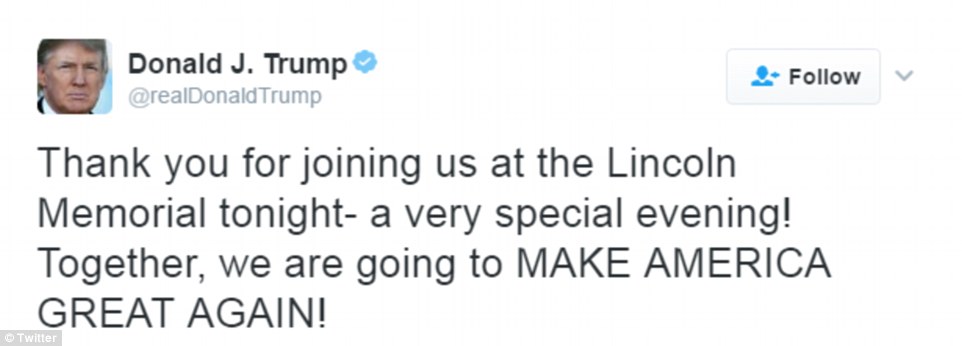 D&ograve;ng Tweet cảm ơn những người ủng hộ của &ocirc;ng Trump. Ảnh: Twiiter