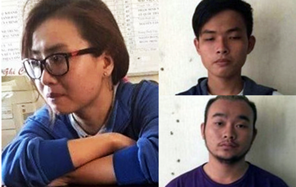 Bị cáo Lương Thúy Kiều Quyên và 2 đồng phạm. (Ảnh: CA)