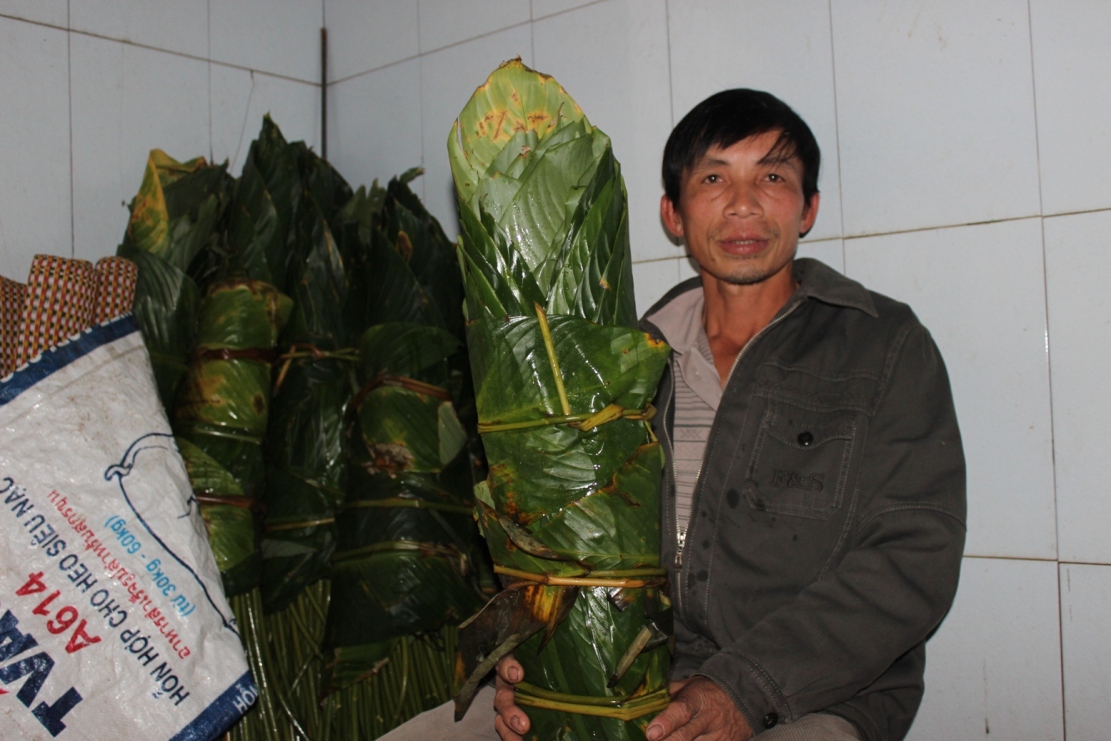 Ngôi nhà của nhiều phu lá dịp này chật kín các lâm sản hái từ rừng về