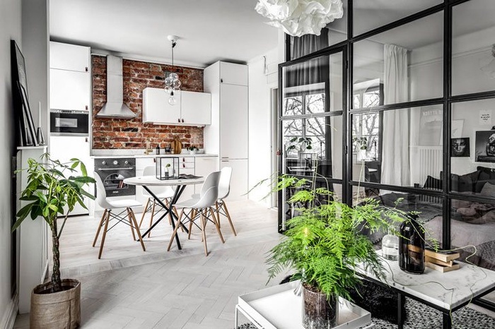 Căn hộ 43m2 đẹp cuốn hút với màu đen trắng